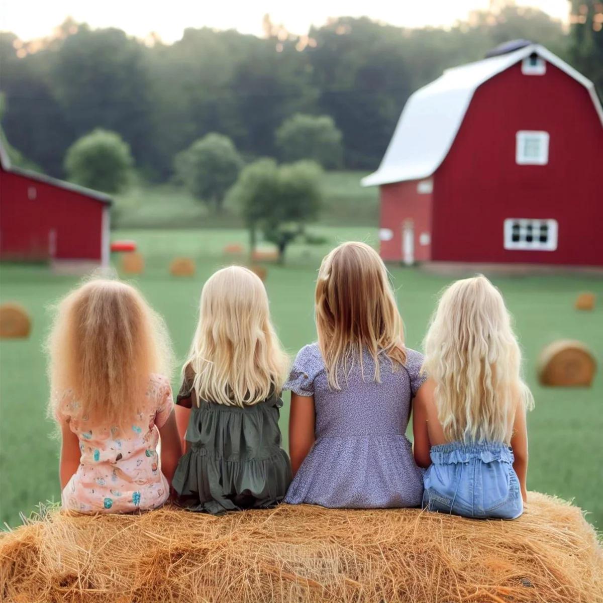 Family enjoying activities on rural property
