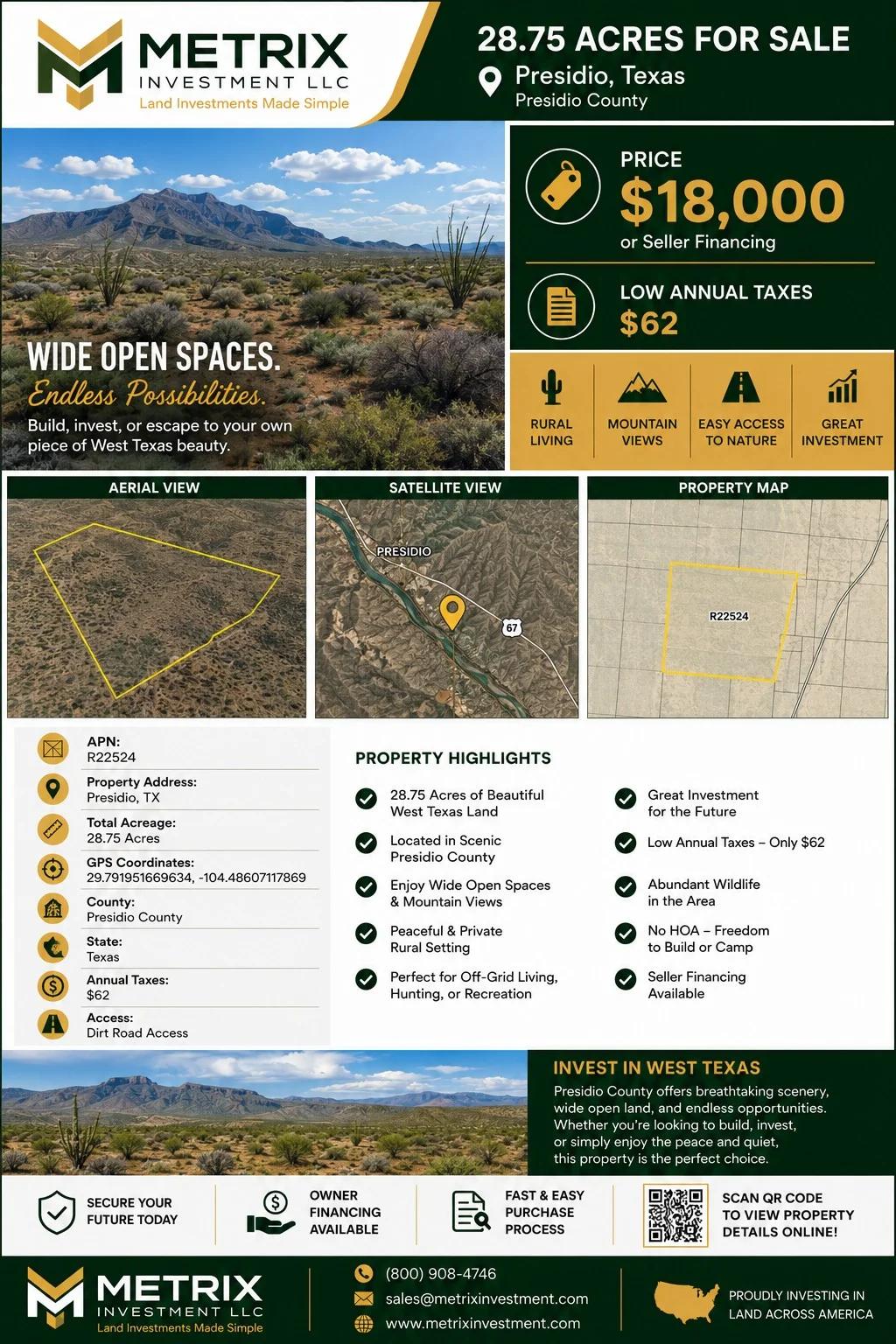 28.75 Acres of Unrestricted Land in Presidio, Texas